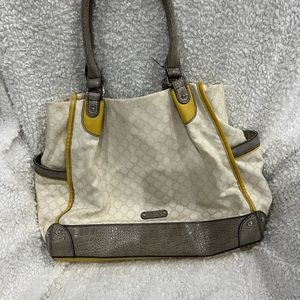 Nine West cream and gray w trim of mustard medium shoulder bag w side pockets